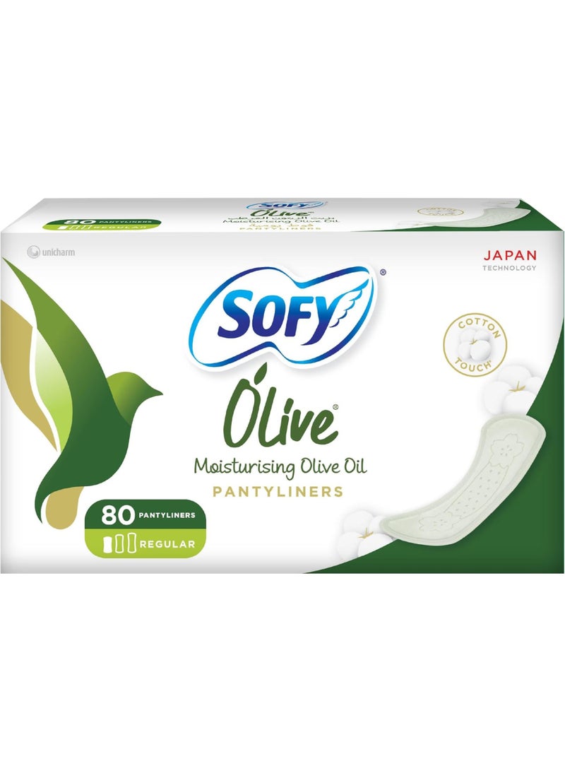SOFY Olive Daily Pantyliners with Moisturizing Olive Oil – 80 Pieces (Unscented) - Image 1